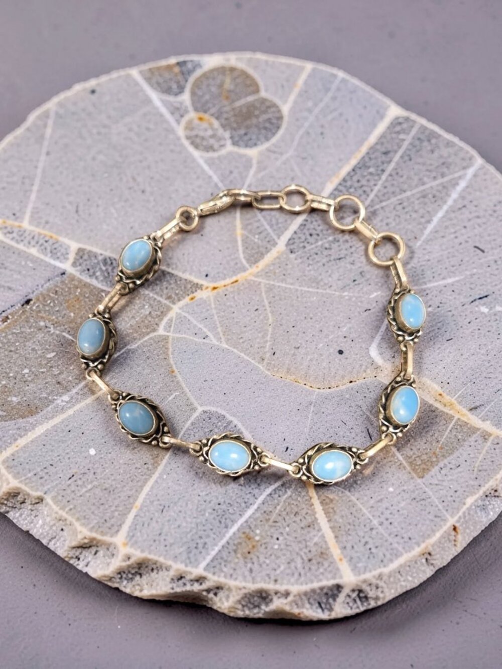 Light Blue Opal stone bracelet ~ 8 inches